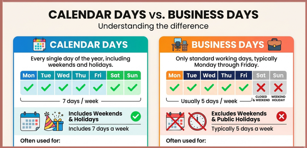 Calendar Days vs. Business Days